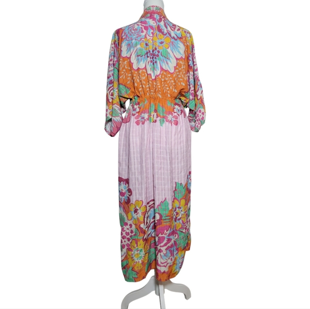 Anthropologie × Conditions Apply Floral Print Cinch Tie Waist Kimono Duster Top - Picture 8 of 16